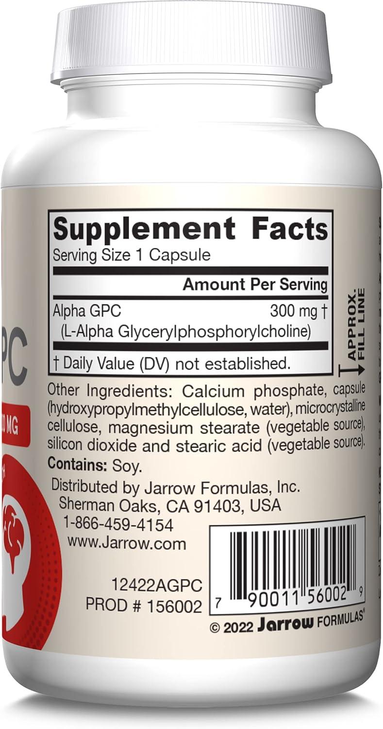 image:imageJarrow Formulas Alpha GPC 300mg Dietary Supplement Brain Health Supplements for Adults 60 Veggie Capsules 30 Day Supply60 Count Pack of 1