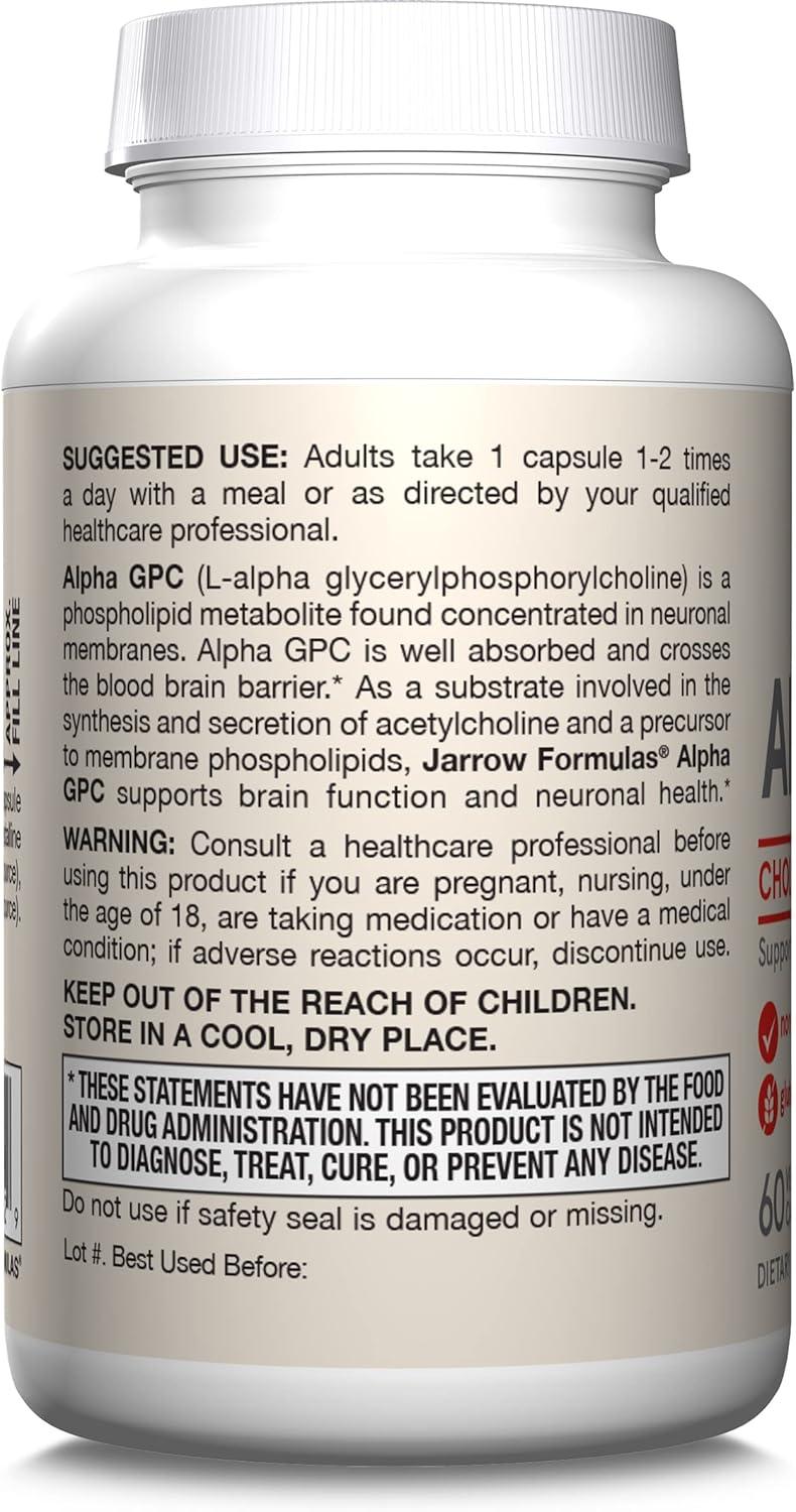 image:imageJarrow Formulas Alpha GPC 300mg Dietary Supplement Brain Health Supplements for Adults 60 Veggie Capsules 30 Day Supply60 Count Pack of 1