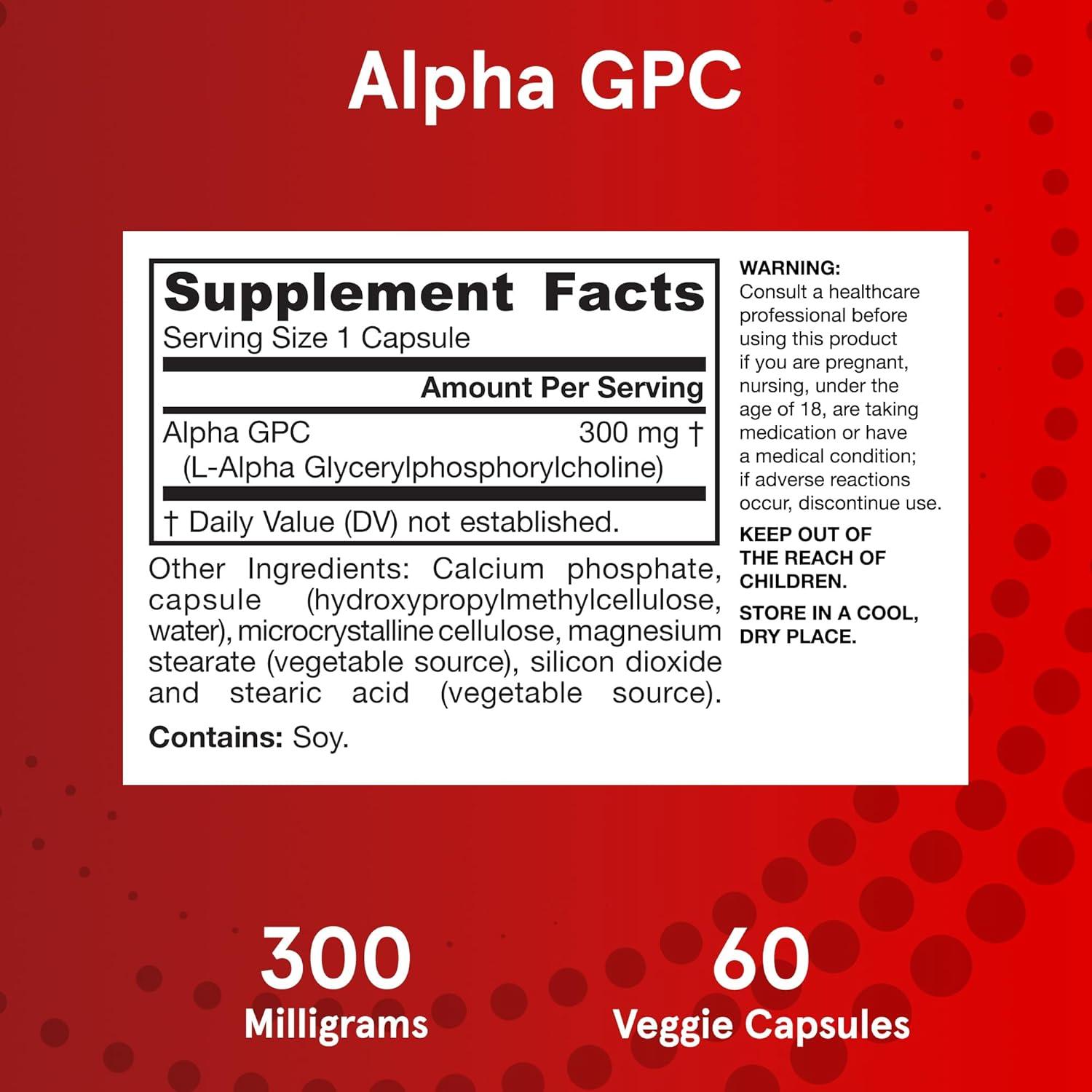 image:imageJarrow Formulas Alpha GPC 300mg Dietary Supplement Brain Health Supplements for Adults 60 Veggie Capsules 30 Day Supply60 Count Pack of 1