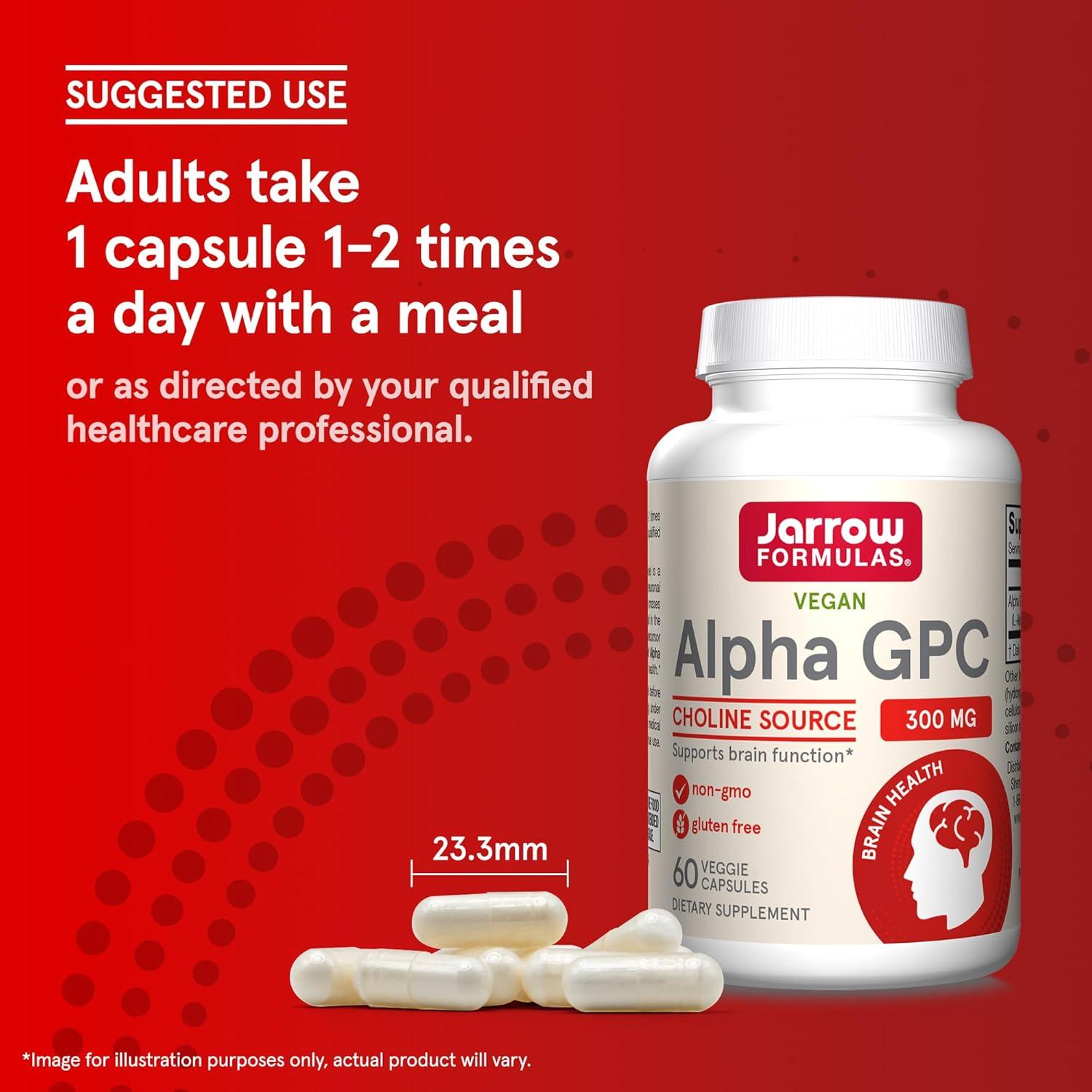 image:imageJarrow Formulas Alpha GPC 300mg Dietary Supplement Brain Health Supplements for Adults 60 Veggie Capsules 30 Day Supply60 Count Pack of 1