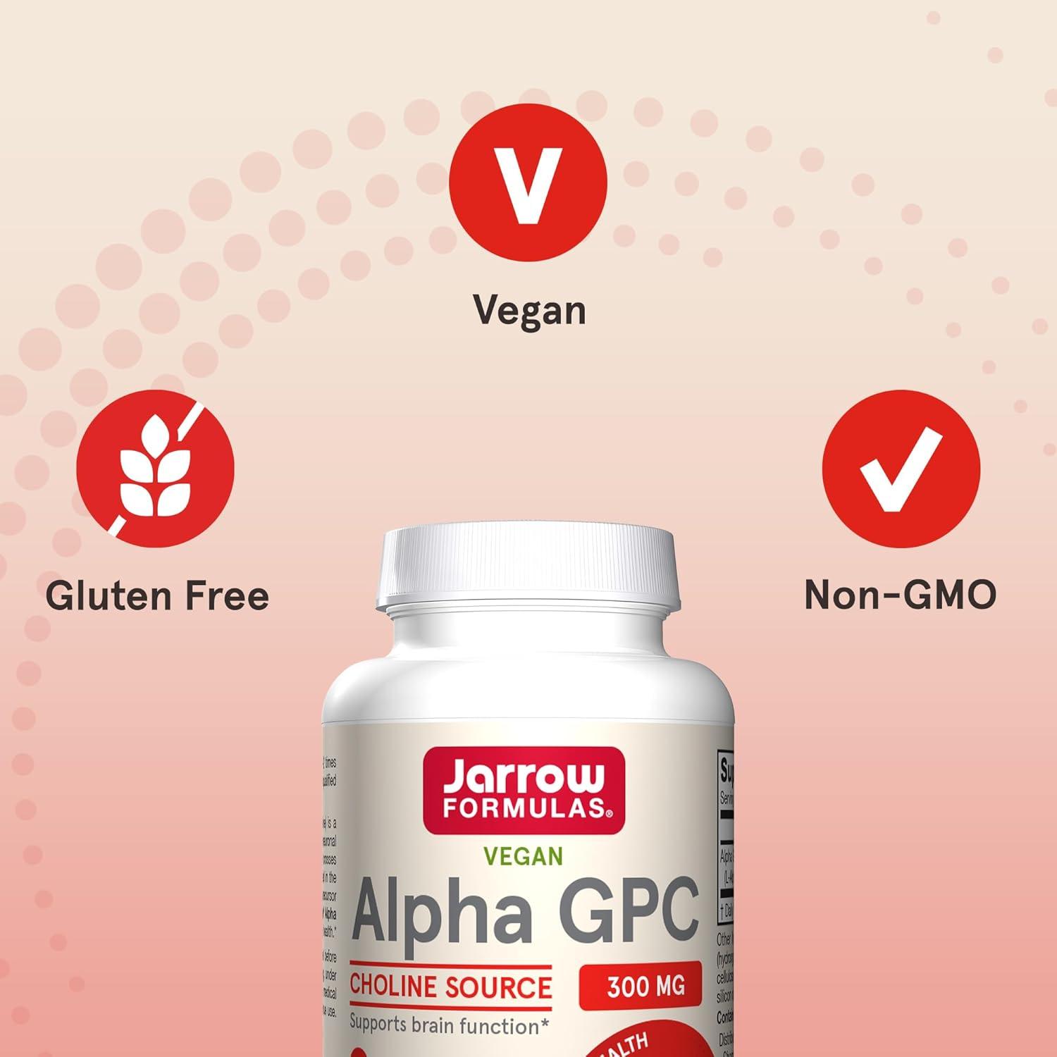 image:imageJarrow Formulas Alpha GPC 300mg Dietary Supplement Brain Health Supplements for Adults 60 Veggie Capsules 30 Day Supply60 Count Pack of 1