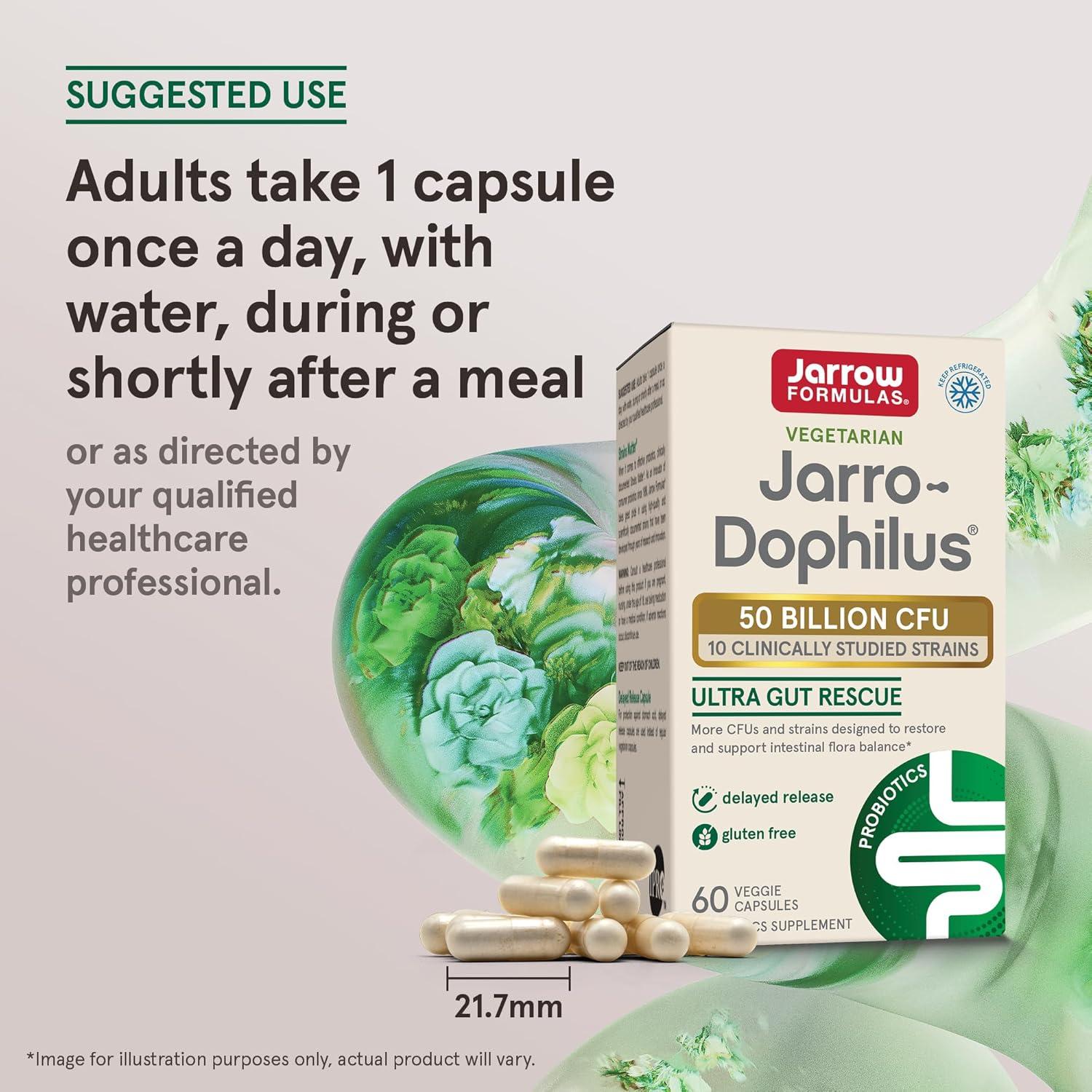 image:imageJarrow Formulas JarroDophilus Ultra Gut Rescue 50 Billion CFU Per Serving Probiotics Restore Protect amp Maintain Intestinal Flora 60 Servings Delayed Release60 Count Pack of 1