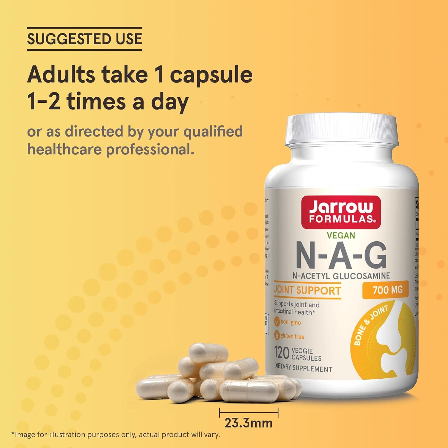 image:imageJarrow Formulas NAG 700 mg NAcetyl Glucosamine Acetylated Form of Glucosamine for Bone and Joint Support 120 Veggie Capsules Up to 120 ServingsUnflavored