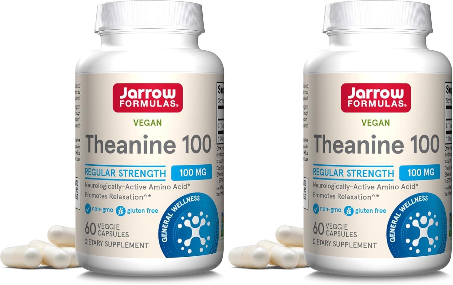 image:imageJarrow Formulas Regular Strength Theanine 100 mg Dietary Supplement 60 Capsules 60 Day SupplyUnflavored
