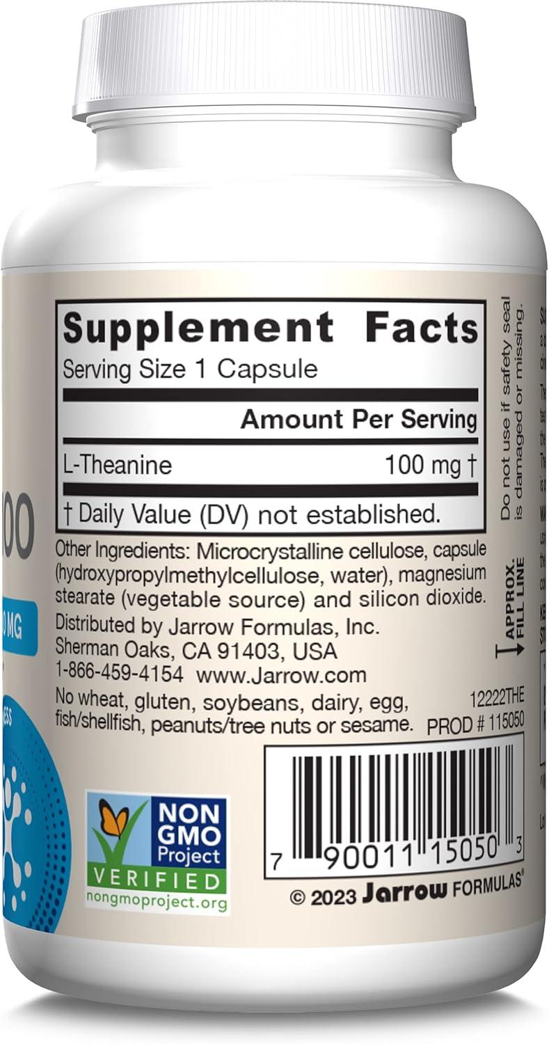 image:imageJarrow Formulas Regular Strength Theanine 100 mg Dietary Supplement 60 Capsules 60 Day SupplyUnflavored
