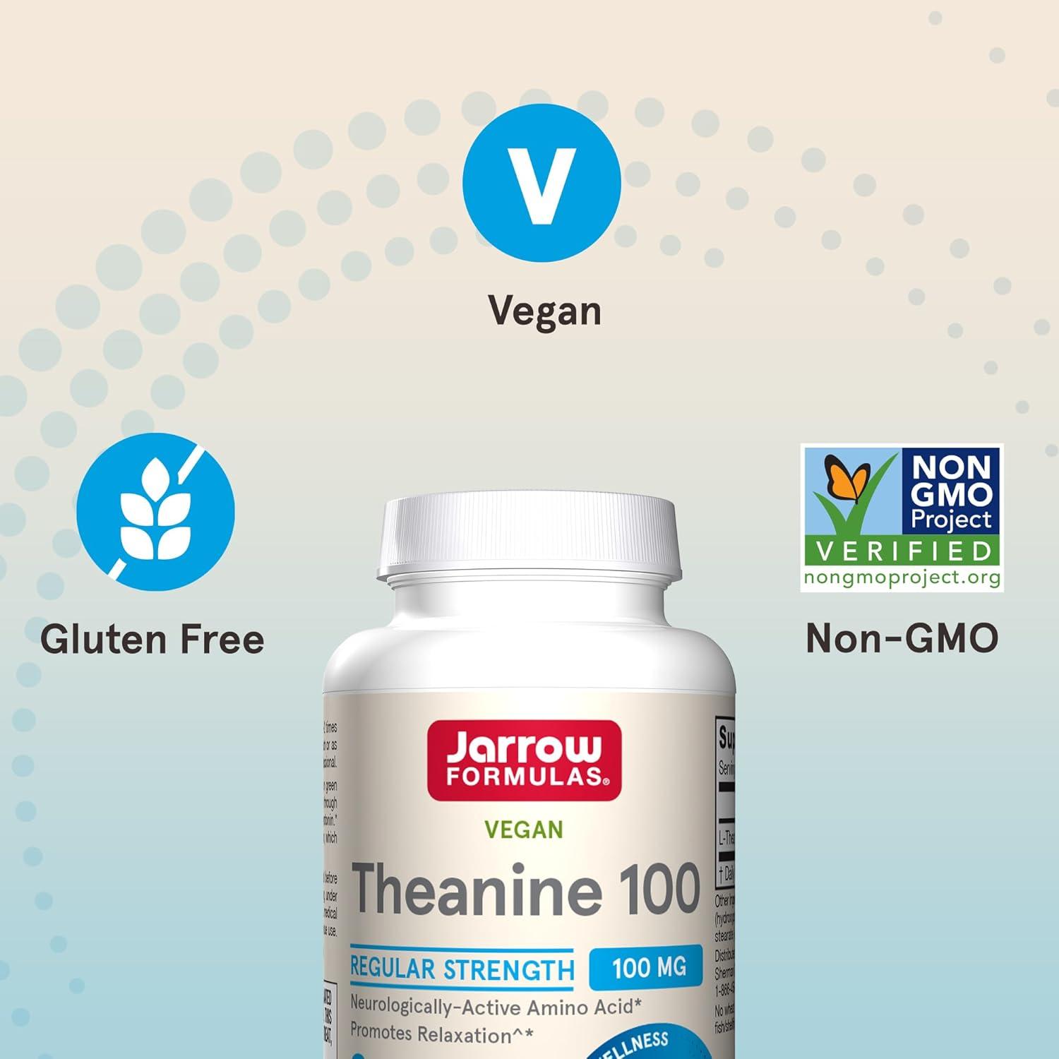 image:imageJarrow Formulas Regular Strength Theanine 100 mg Dietary Supplement 60 Capsules 60 Day SupplyUnflavored