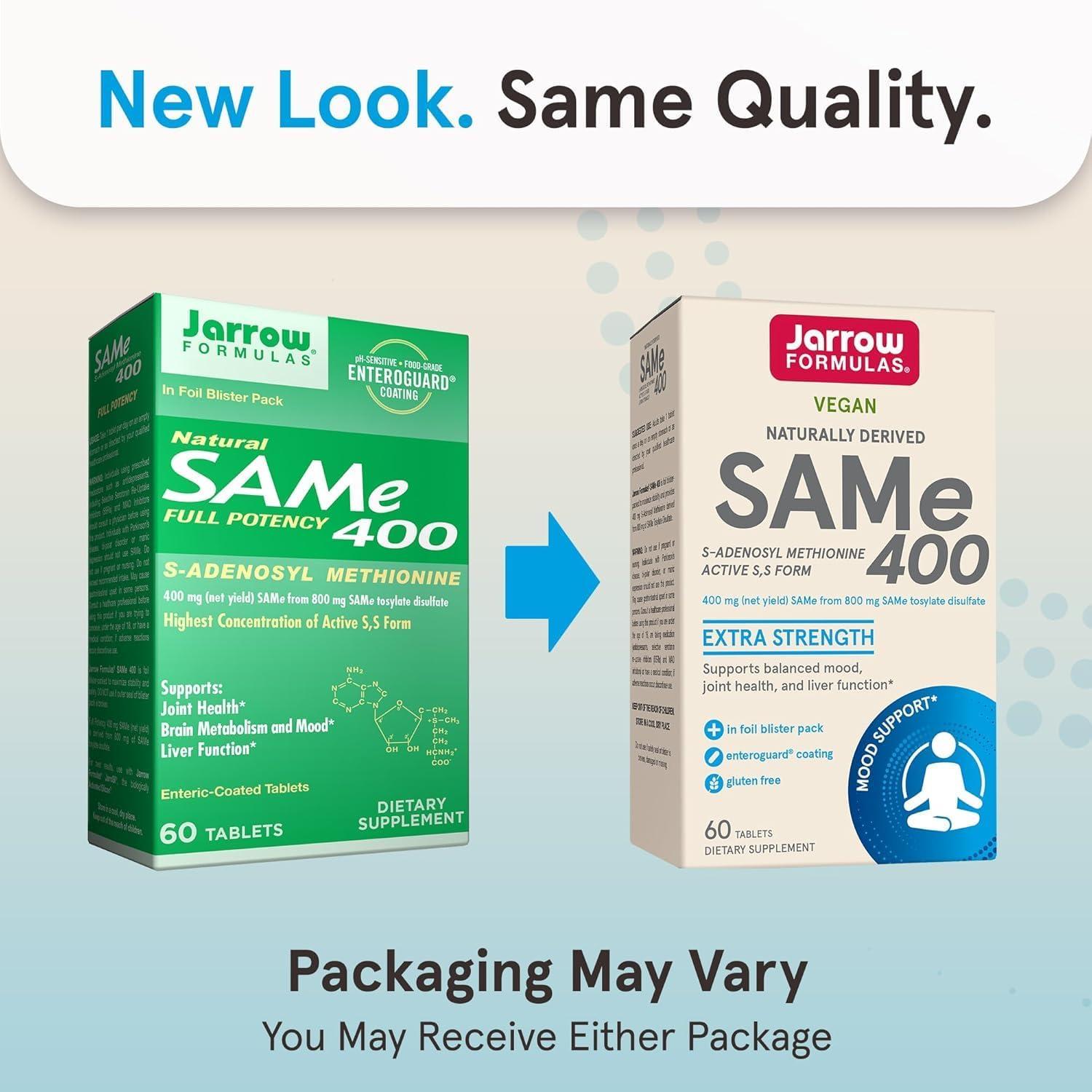 image:imageJarrow Formulas SAMe Supplement 400 mg 30 Tablets High Concentration of Active SS Form Supports Joint Health Liver Function Brain Metabolism Balanced Mood amp Antioxidant Defense 30 Servings60 Count Pack of 2