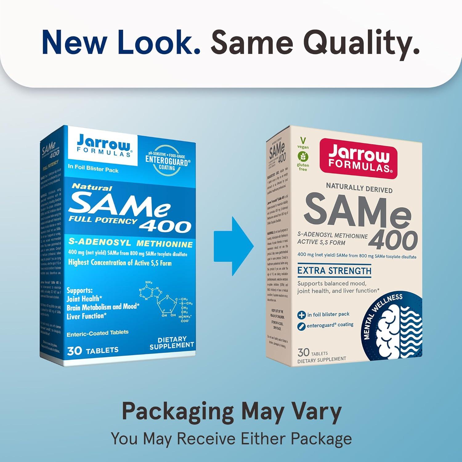 image:imageJarrow Formulas SAMe Supplement 400 mg 30 Tablets High Concentration of Active SS Form Supports Joint Health Liver Function Brain Metabolism Balanced Mood amp Antioxidant Defense 30 Servings30 Count Pack of 1