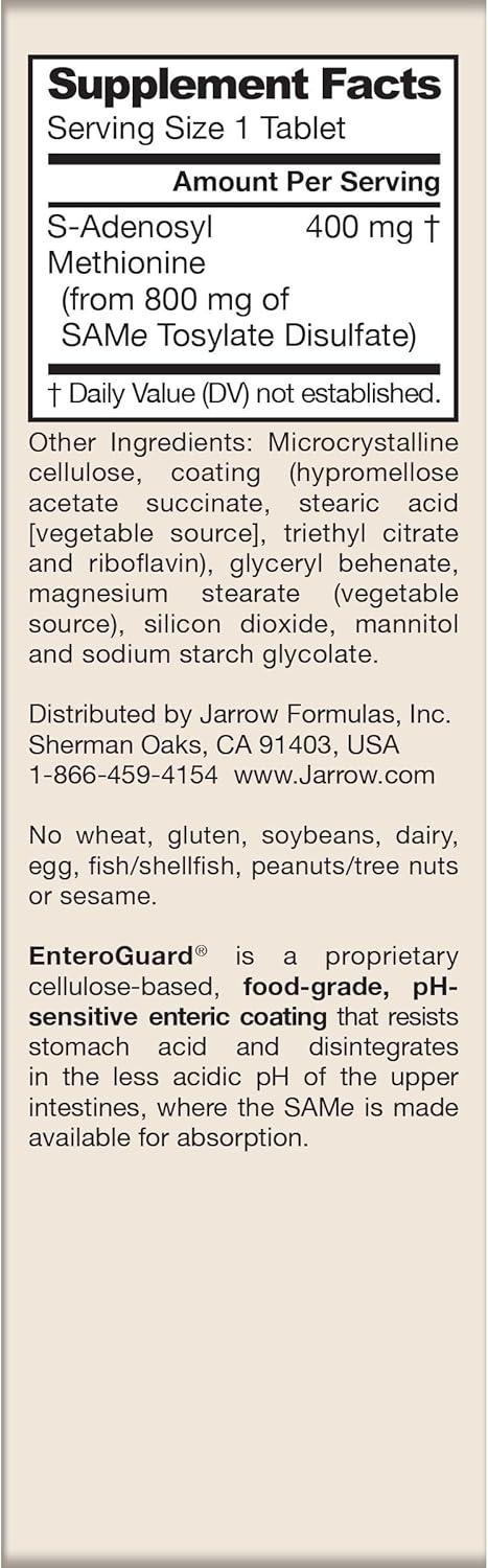 image:imageJarrow Formulas SAMe Supplement 400 mg 30 Tablets High Concentration of Active SS Form Supports Joint Health Liver Function Brain Metabolism Balanced Mood amp Antioxidant Defense 30 Servings30 Count Pack of 1
