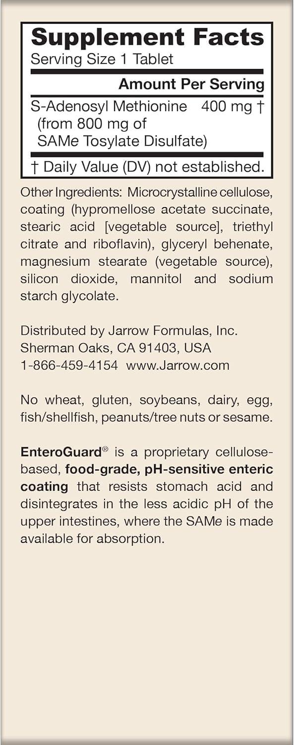 image:imageJarrow Formulas SAMe Supplement 400 mg 30 Tablets High Concentration of Active SS Form Supports Joint Health Liver Function Brain Metabolism Balanced Mood amp Antioxidant Defense 30 Servings60 Count Pack of 2