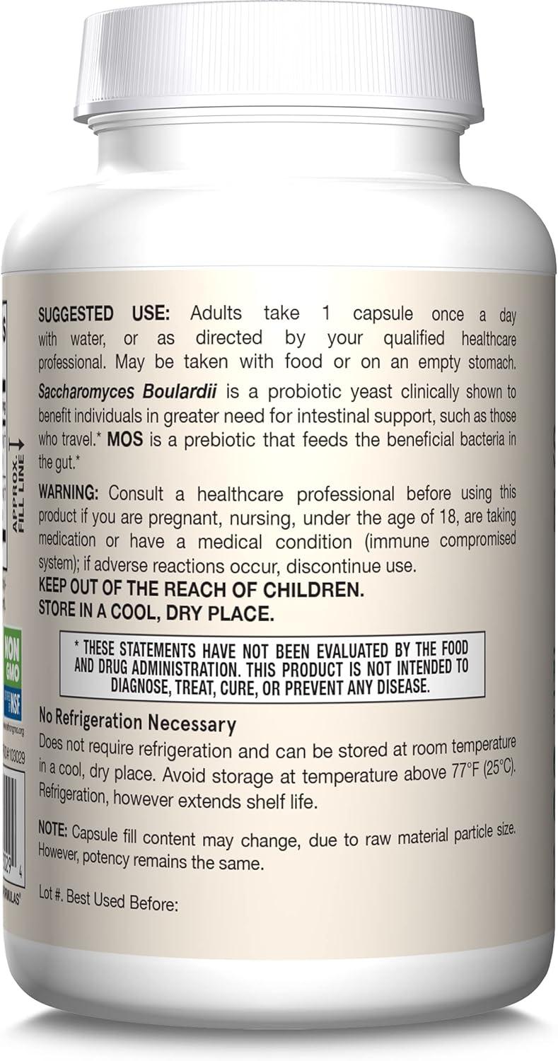 image:imageJarrow Formulas Saccharomyces Boulardii MOS Probiotics for Digestive Health and Intestinal Tract Support 5 Billion CFU Per Serving 180 Delayed Release Caps Probiotic Prebiotic 180 ServingsUnflavored