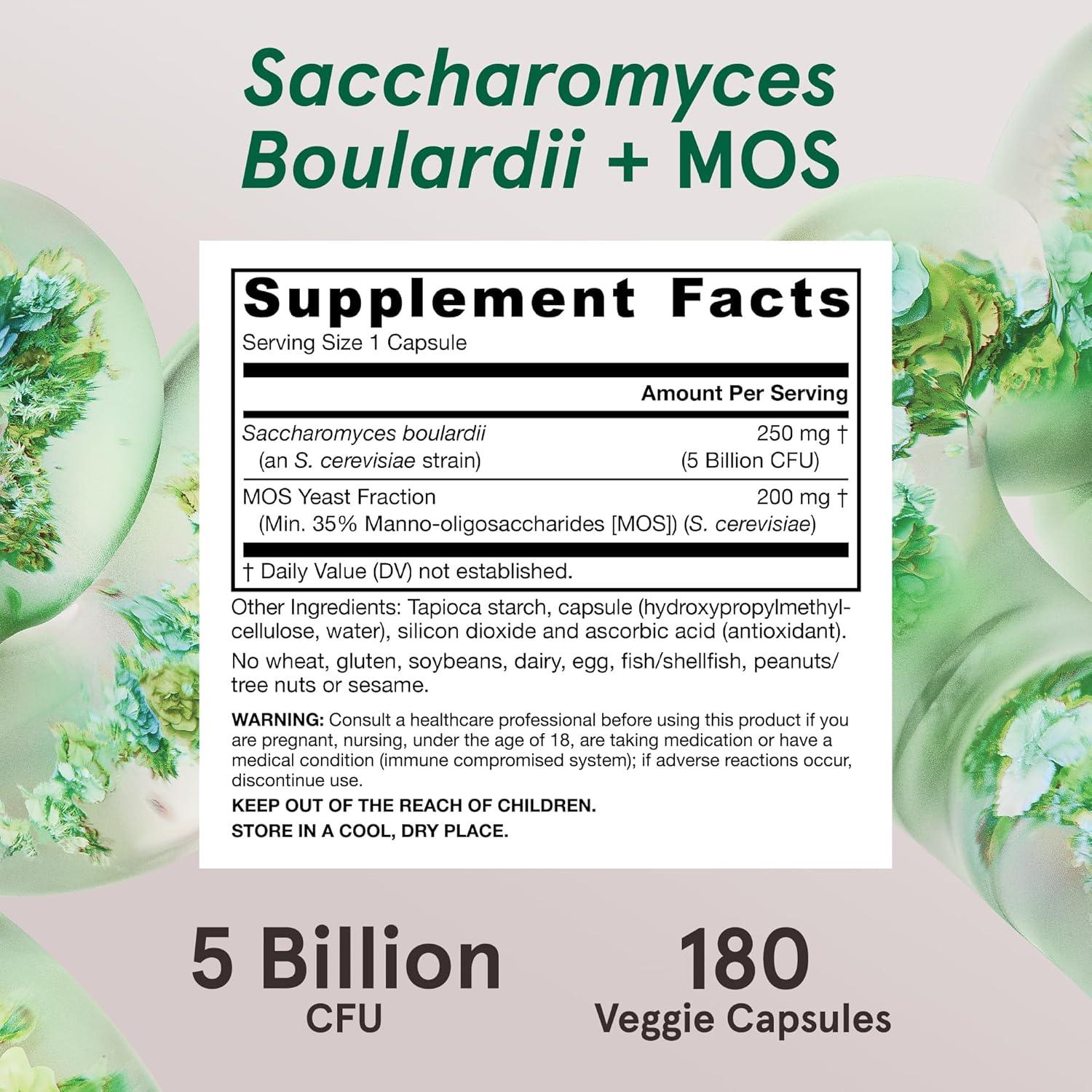 image:imageJarrow Formulas Saccharomyces Boulardii MOS Probiotics for Digestive Health and Intestinal Tract Support 5 Billion CFU Per Serving 180 Delayed Release Caps Probiotic Prebiotic 180 ServingsUnflavored