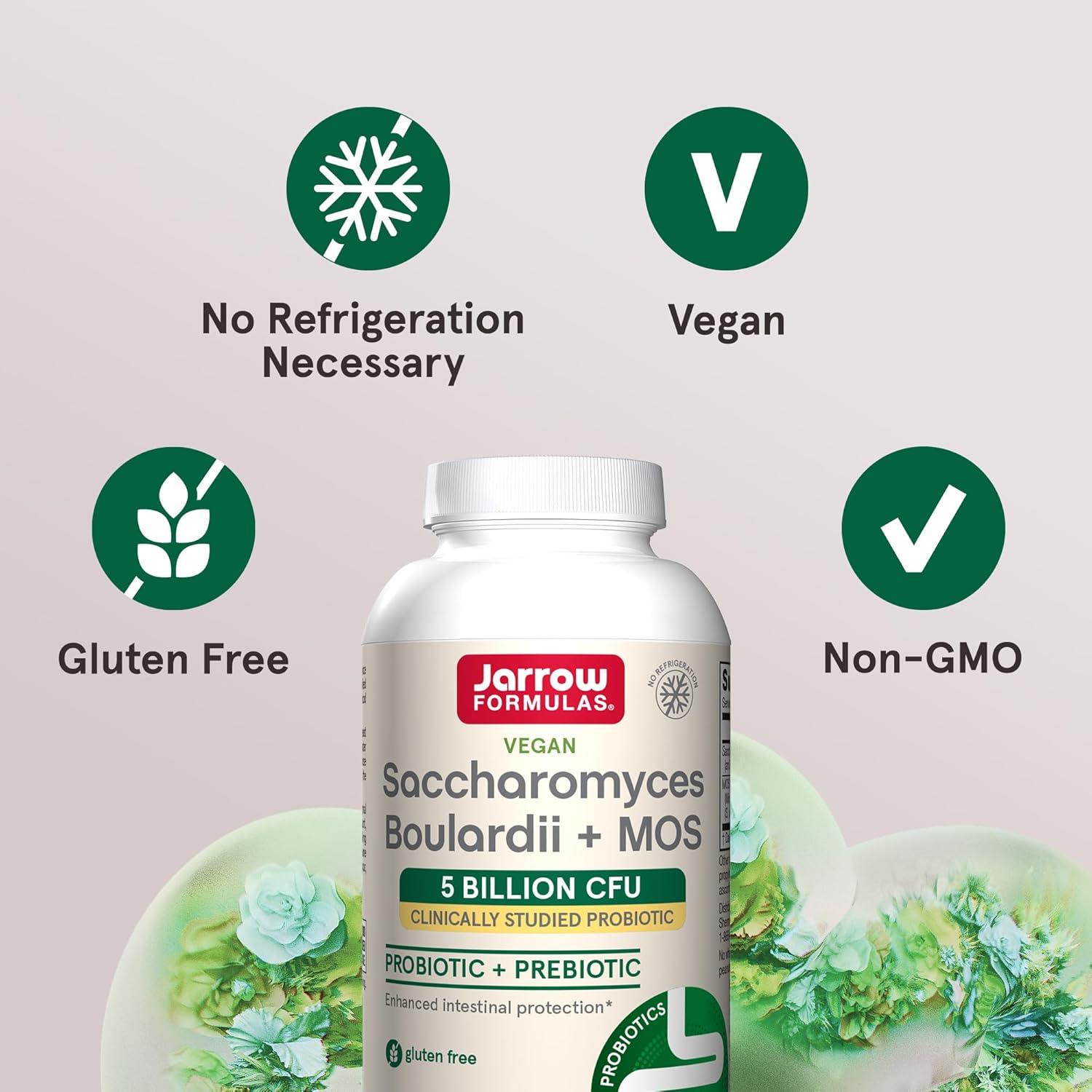 image:imageJarrow Formulas Saccharomyces Boulardii MOS Probiotics for Digestive Health and Intestinal Tract Support 5 Billion CFU Per Serving 180 Delayed Release Caps Probiotic Prebiotic 180 ServingsUnflavored
