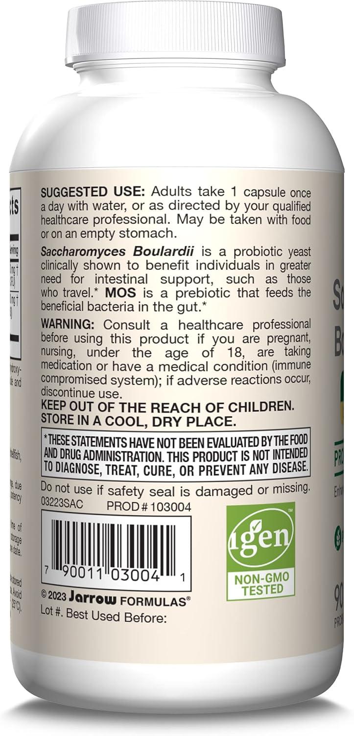 image:imageJarrow Formulas Saccharomyces Boulardii MOS Probiotics for Digestive Health and Intestinal Tract Support 5 Billion CFU Per Serving 180 Delayed Release Caps Probiotic Prebiotic 180 ServingsUnflavored