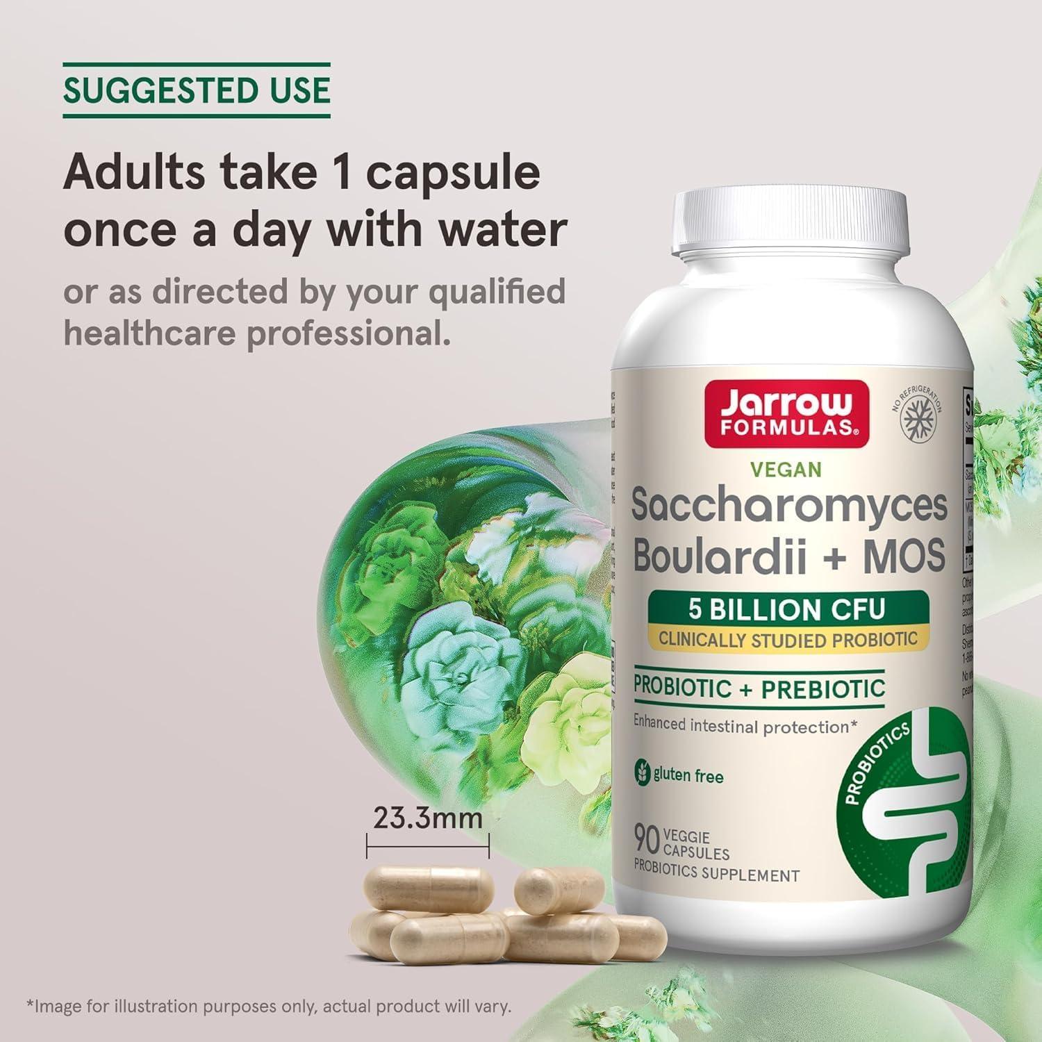 image:imageJarrow Formulas Saccharomyces Boulardii MOS Probiotics for Digestive Health and Intestinal Tract Support 5 Billion CFU Per Serving 180 Delayed Release Caps Probiotic Prebiotic 180 ServingsUnflavored
