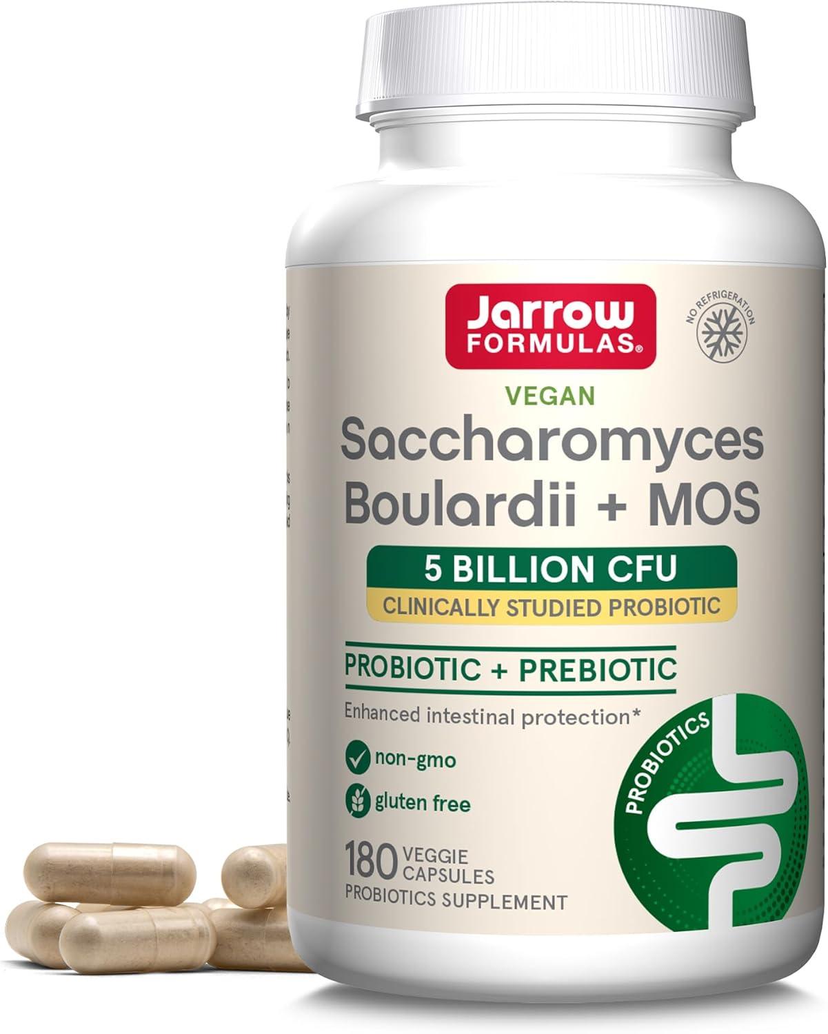 image:imageJarrow Formulas Saccharomyces Boulardii MOS Probiotics for Digestive Health and Intestinal Tract Support 5 Billion CFU Per Serving 180 Delayed Release Caps Probiotic Prebiotic 180 ServingsUnflavored