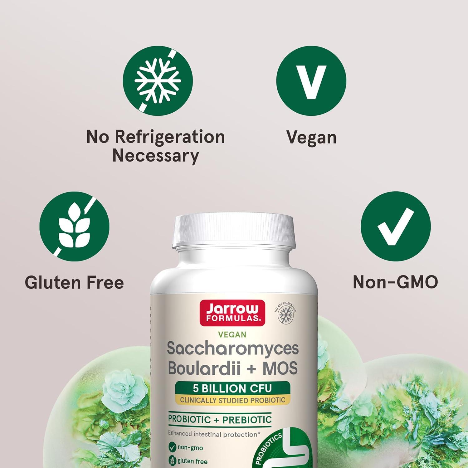 image:imageJarrow Formulas Saccharomyces Boulardii MOS Probiotics for Digestive Health and Intestinal Tract Support 5 Billion CFU Per Serving 180 Delayed Release Caps Probiotic Prebiotic 180 ServingsUnflavored