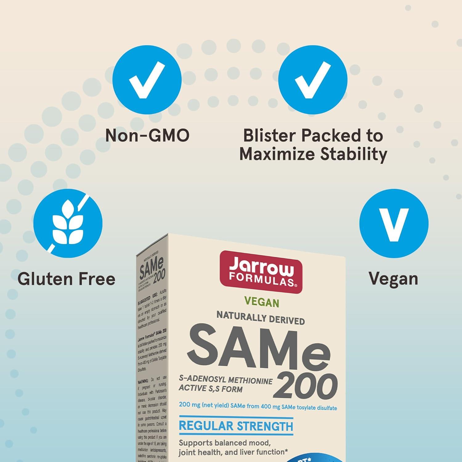 image:imageJarrow Formulas Same 200 mg Supports Joint Health Liver Function Brain Metabolism 20 Tablets Up to A 20 Day SupplyUnflavored