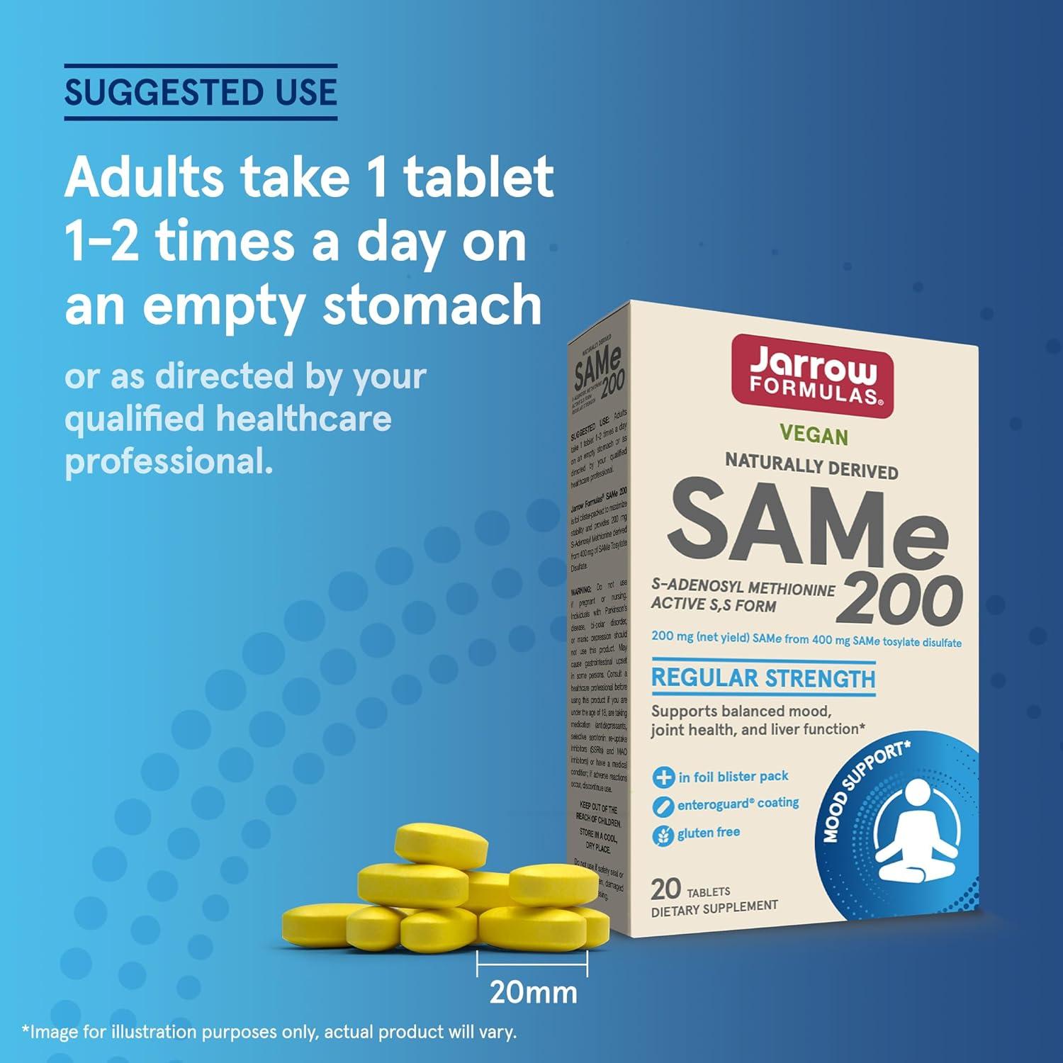 image:imageJarrow Formulas Same 200 mg Supports Joint Health Liver Function Brain Metabolism 20 Tablets Up to A 20 Day SupplyUnflavored