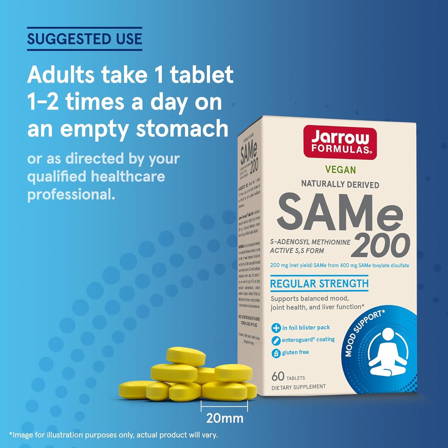 image:imageJarrow Formulas Same 200 mg Supports Joint Health Liver Function Brain Metabolism 20 Tablets Up to A 20 Day SupplyUnflavored