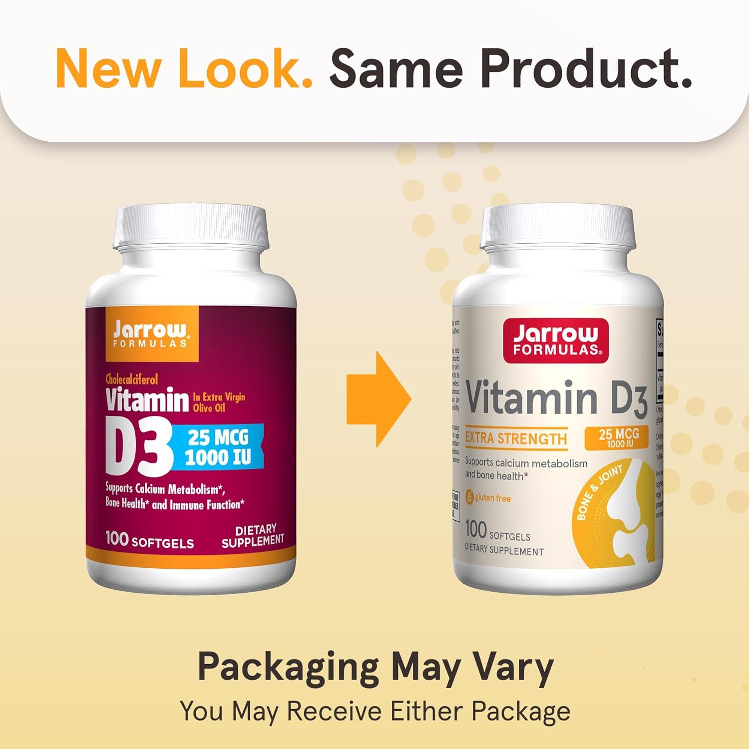 image:imageJarrow Formulas Vitamin D3 25 mcg Dietary Supplement Bone and Joint Support for Immune Health and Calcium Metabolism 100 Softgels 100 Day SupplyUnflavored
