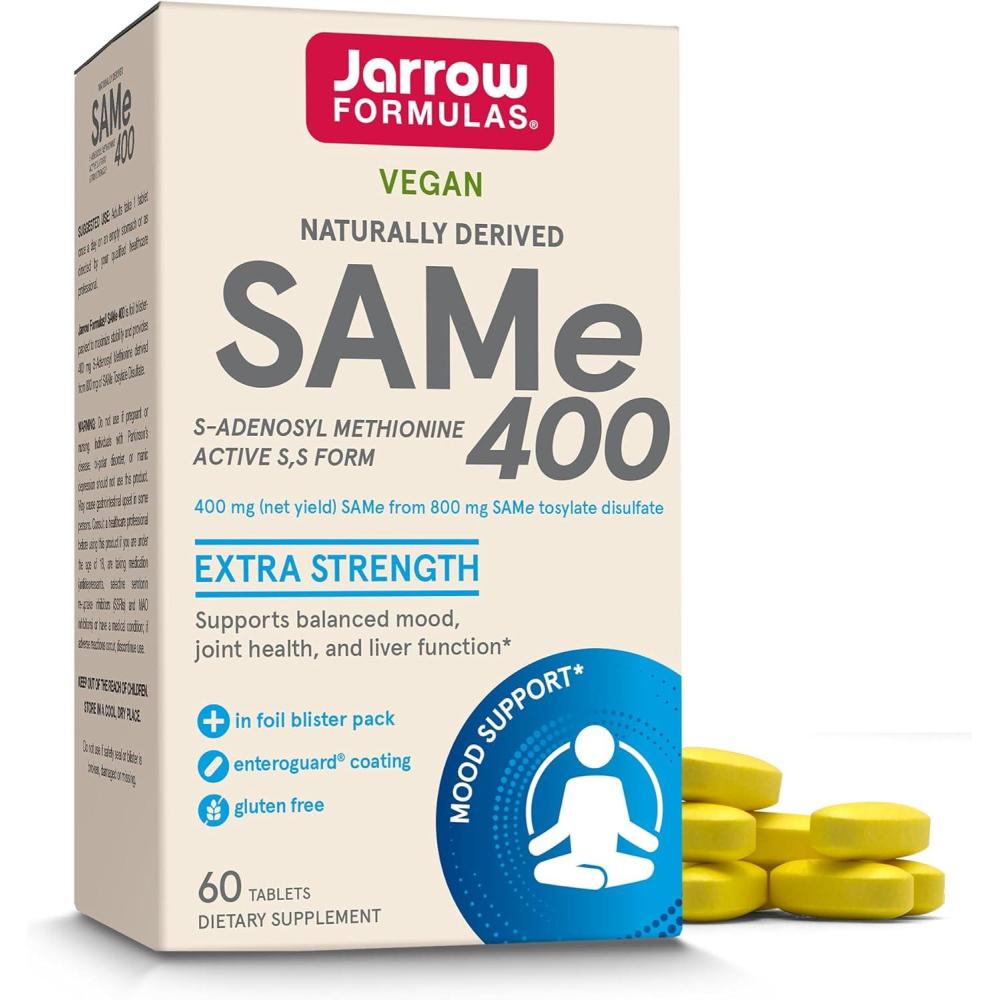 image:imageJarrow Formulas SAMe Supplement 400 mg 30 Tablets High Concentration of Active SS Form Supports Joint Health Liver Function Brain Metabolism Balanced Mood amp Antioxidant Defense 30 Servings60 Count Pack of 1
