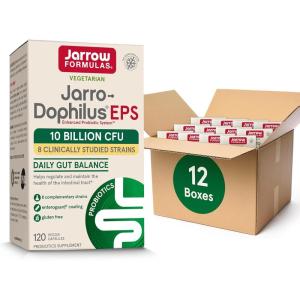 Jarrow Formulas Jarro Dophilus Probiotics 10 Billion CFU – Probiotic Supplement Capsules for Digestive Health & Gut Health for Women and Men, 60 Veggie Capsules, Up to 30 Days, Shelf Stable(120 Count (Pack of 12))