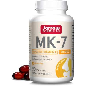 Jarrow Formulas MK-7 90 mcg – Bioactive Form of Vitamin K2-90 Servings (Softgels) – for Bone & Cardiovascular Health – Vitamin K2 MK-7 Dietary Supplement – Gluten-Free(90 Count (Pack of 1))