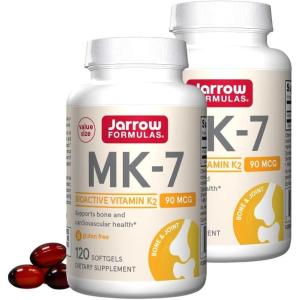 Jarrow Formulas MK-7 90 mcg – Bioactive Form of Vitamin K2-90 Servings (Softgels) – for Bone & Cardiovascular Health – Vitamin K2 MK-7 Dietary Supplement – Gluten-Free(120 Count (Pack of 2))