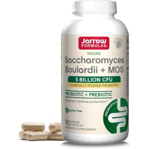 Jarrow Formulas Saccharomyces Boulardii + MOS Probiotics for Digestive Health and Intestinal Tract Support – 5 Billion CFU Per Serving – 180 Delayed Release Caps – Probiotic + Prebiotic – 180 Servings(Unflavored)