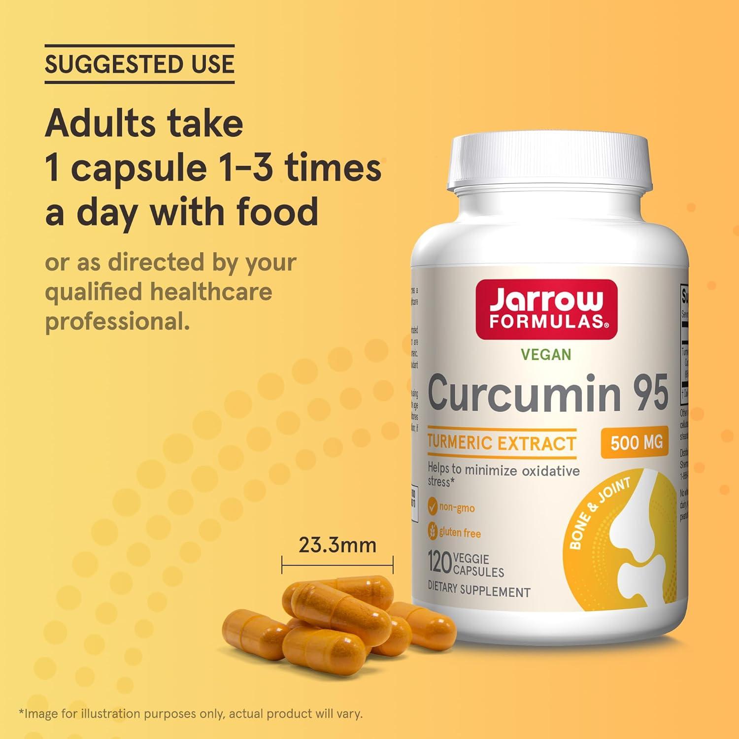 image:imageJarrow Formulas Curcumin 95 Supplement Turmeric Extract Supplement 500 mg for Antioxidant amp Joint Support 120 Capsules120 Count Pack of 1