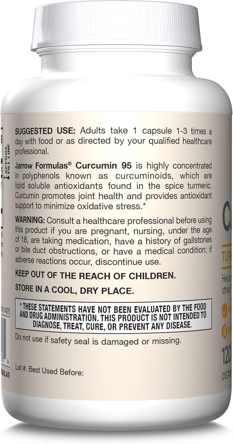 image:imageJarrow Formulas Curcumin 95 Supplement Turmeric Extract Supplement 500 mg for Antioxidant amp Joint Support 120 Capsules120 Count Pack of 1