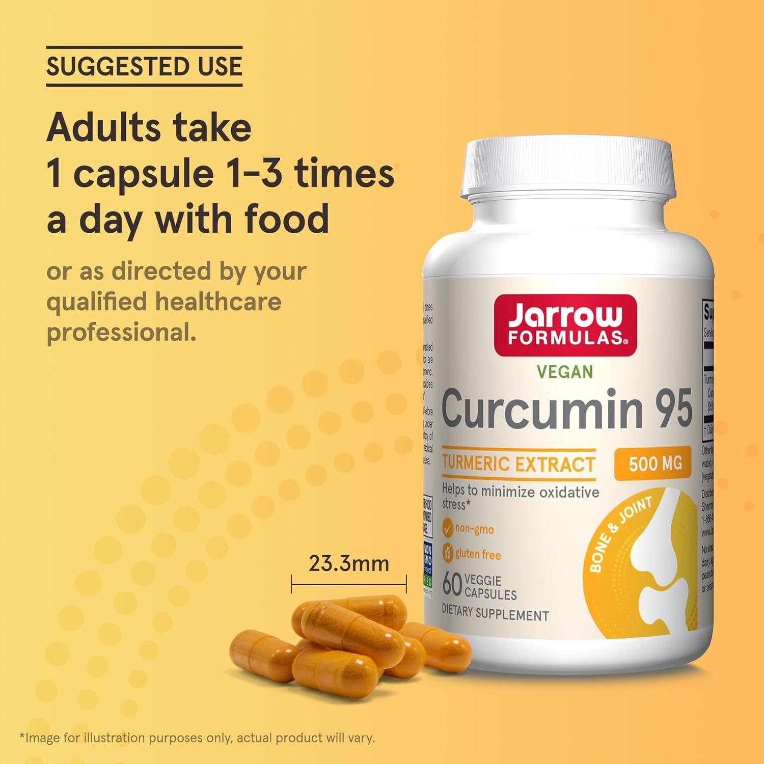 image:imageJarrow Formulas Curcumin 95 Supplement Turmeric Extract Supplement 500 mg for Antioxidant amp Joint Support 120 Capsules60 Count Pack of 1