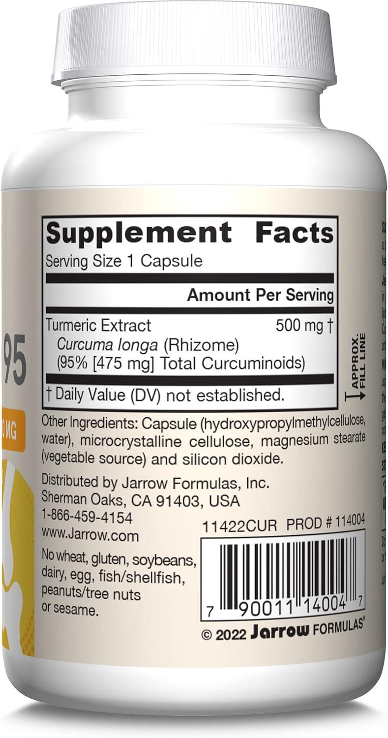 image:imageJarrow Formulas Curcumin 95 Supplement Turmeric Extract Supplement 500 mg for Antioxidant amp Joint Support 120 Capsules60 Count Pack of 1