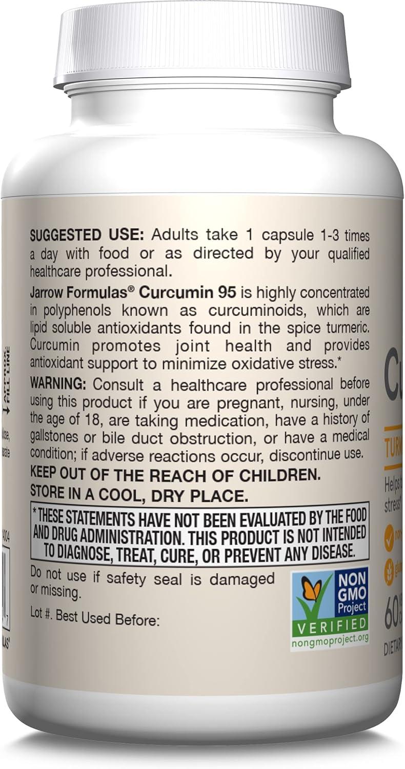 image:imageJarrow Formulas Curcumin 95 Supplement Turmeric Extract Supplement 500 mg for Antioxidant amp Joint Support 120 Capsules60 Count Pack of 1