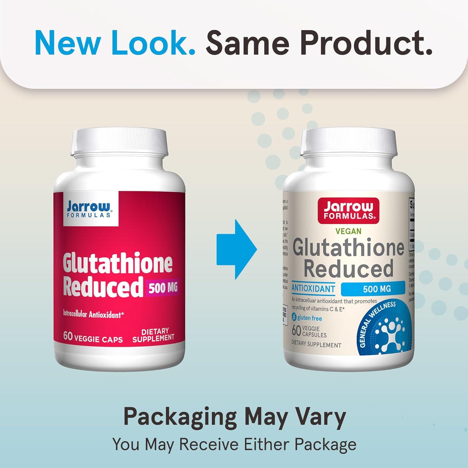 image:imageJarrow Formulas Glutathione Reduced 500 mg 120 Veggie Capsules Intracellular Antioxidant Quality Glutathione Supplements Supports Recycling of Vitamins C amp E NonGMO GlutenFree VeganUnflavored