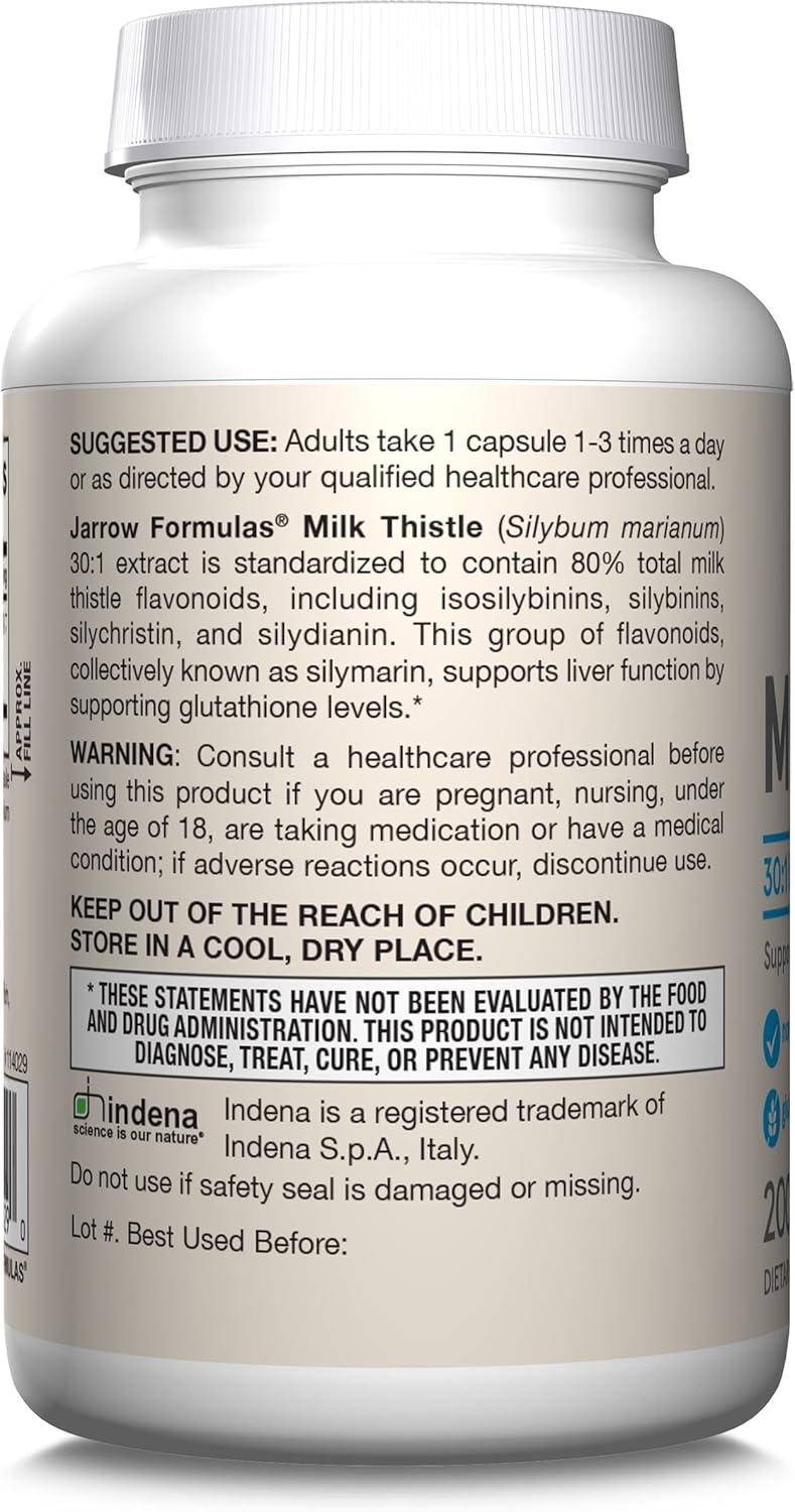 image:imageJarrow Formulas Milk Thistle Supplement 150 mg 301 Milk Thistle Extract Standardized to 80 Total Flavonoids Dietary Supplement for Liver Function Support 200 Veggie Capsules Up to 200 Day Supply200 Count Pack of 1
