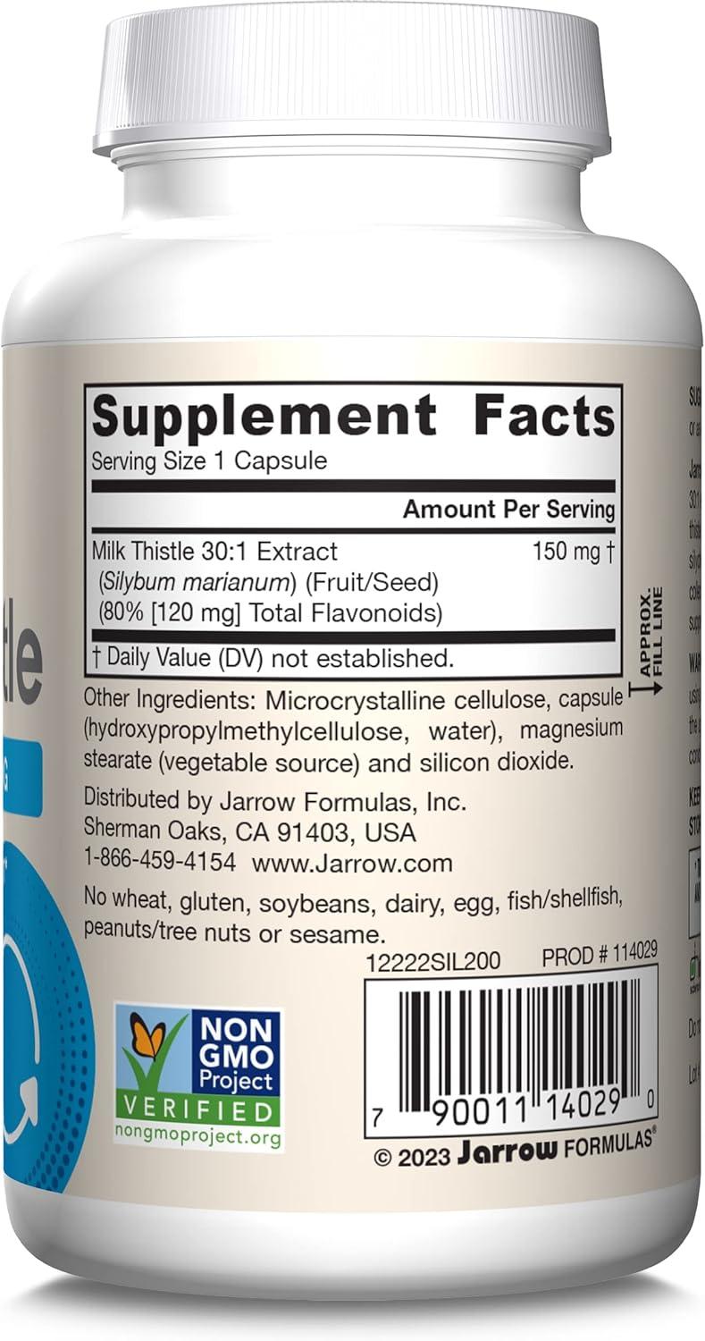image:imageJarrow Formulas Milk Thistle Supplement 150 mg 301 Milk Thistle Extract Standardized to 80 Total Flavonoids Dietary Supplement for Liver Function Support 200 Veggie Capsules Up to 200 Day Supply200 Count Pack of 1