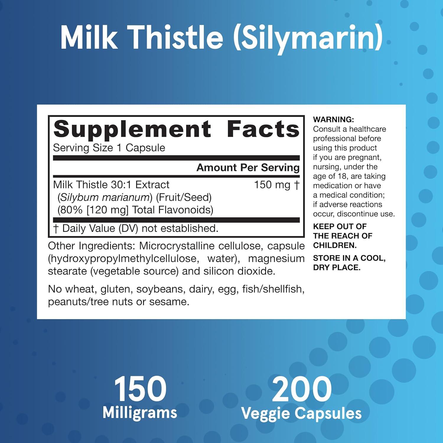 image:imageJarrow Formulas Milk Thistle Supplement 150 mg 301 Milk Thistle Extract Standardized to 80 Total Flavonoids Dietary Supplement for Liver Function Support 200 Veggie Capsules Up to 200 Day Supply200 Count Pack of 1