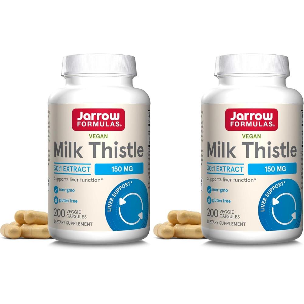 image:imageJarrow Formulas Milk Thistle Supplement 150 mg 301 Milk Thistle Extract Standardized to 80 Total Flavonoids Dietary Supplement for Liver Function Support 200 Veggie Capsules Up to 200 Day Supply200 Count Pack of 2