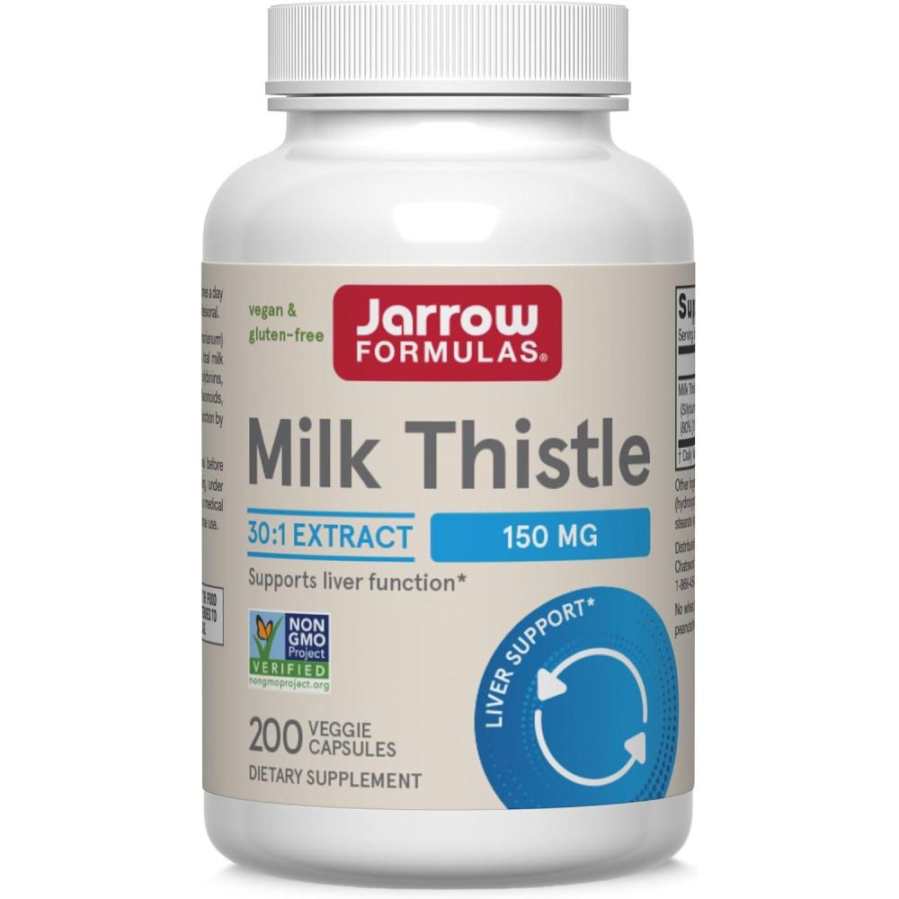 image:imageJarrow Formulas Milk Thistle Supplement 150 mg 301 Milk Thistle Extract Standardized to 80 Total Flavonoids Dietary Supplement for Liver Function Support 200 Veggie Capsules Up to 200 Day Supply200 Count Pack of 1
