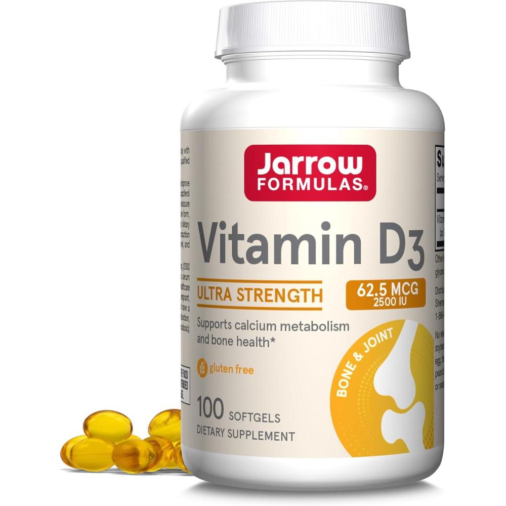 image:imageJarrow Formulas Vitamin D3 625 mcg 2500 IU 100 Servings Softgels Bone Health Immune Support amp Calcium Metabolism Support Vitamin D Supplement D3 Vitamins 2500 Vitamin D Gluten Free100 Count Pack of 1