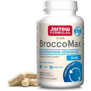 Jarrow Formulas BroccoMax Sulforaphane Generator 35 mg With Sulforaphane Glucosinolate and Myrosinase, Dietary Supplement for Liver Health Support, 120 Delayed Release Veggie Capsules, 60 Day Supply(120 Count (Pack of 1))