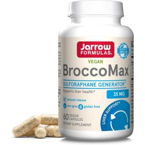 Jarrow Formulas BroccoMax Sulforaphane Generator 35 mg With Sulforaphane Glucosinolate and Myrosinase, Dietary Supplement for Liver Health Support, 120 Delayed Release Veggie Capsules, 60 Day Supply(60 Count (Pack of 1))