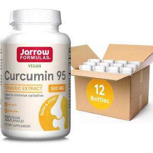 Jarrow Formulas Curcumin 95 Supplement – Turmeric Extract Supplement, 500 mg for Antioxidant & Joint Support, 120 Capsules(120 Count (Pack of 12))