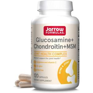 Jarrow Formulas Glucosamine, Chondroitin, and MSM Capsules; Joint Support Supplement with Vitamin C and Manganese, Bone & Joint Health, 120 Capsules, 30 Day Supply(120 Count (Pack of 1))