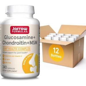 Jarrow Formulas Glucosamine, Chondroitin, and MSM Capsules; Joint Support Supplement with Vitamin C and Manganese, Bone & Joint Health, 120 Capsules, 30 Day Supply(60 Servings (Pack of 12))
