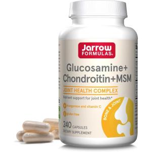 Jarrow Formulas Glucosamine, Chondroitin, and MSM Capsules; Joint Support Supplement with Vitamin C and Manganese, Bone & Joint Health, 120 Capsules, 30 Day Supply(240 Count (Pack of 1))
