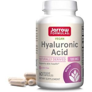 Jarrow Formulas® Hyaluronic Acid 120 mg, Dietary Supplement, Skin Health Support, 120 Veggie Capsules, Up to 60 Day Supply(Unflavored)