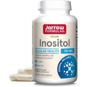 Jarrow Formulas® Inositol 750 mg, Dietary Supplement, Liver Support for Cellular Health and General Wellness, 100 Veggie Capsules, Up to a 100 Day Supply(100 Count (Pack of 1))